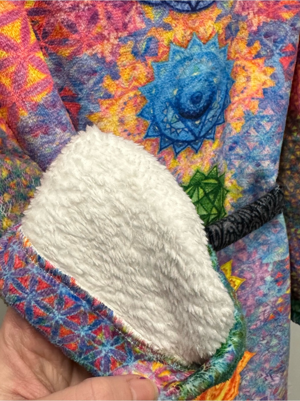 Chakra awakening plush fleece robe unisex size small soft fluffy hippie boho - Picture 6 of 10